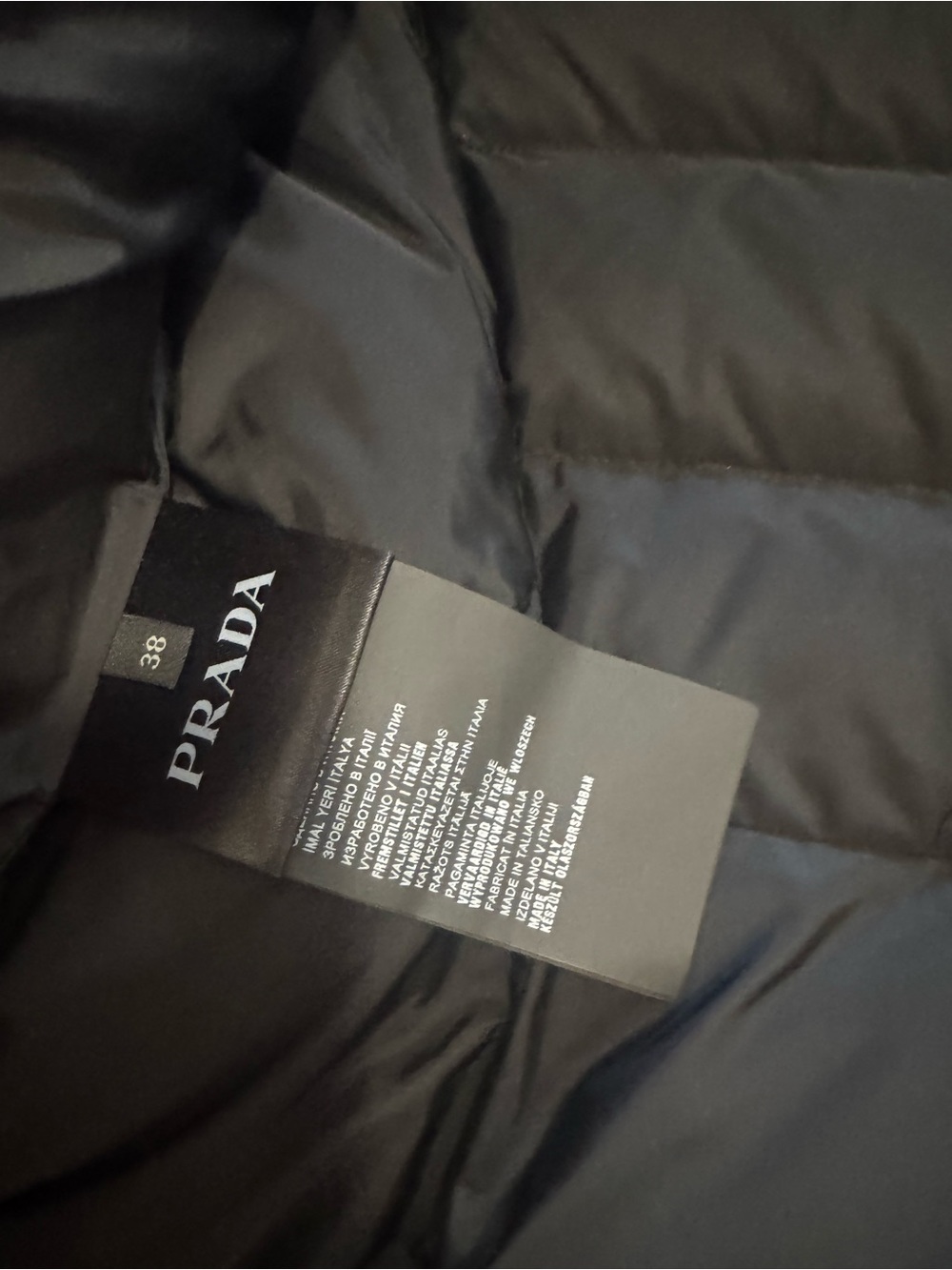 Prada Black Quilted Down Puffer Coat with Fur-Trim Hood - Picture 4 of 6